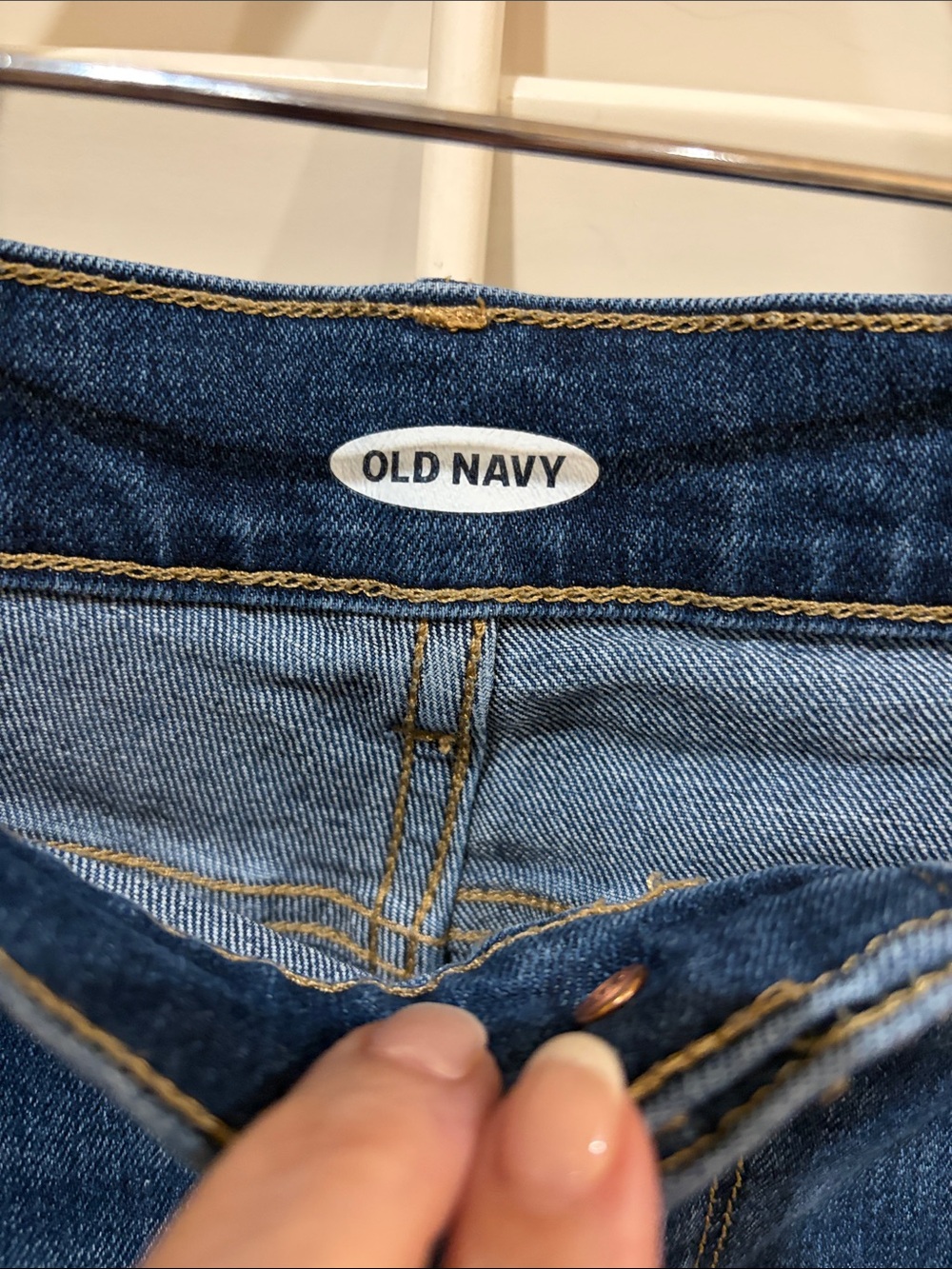 Old Navy Dark Blue Denim Women's Roll-Cuff Shorts - Picture 3 of 4